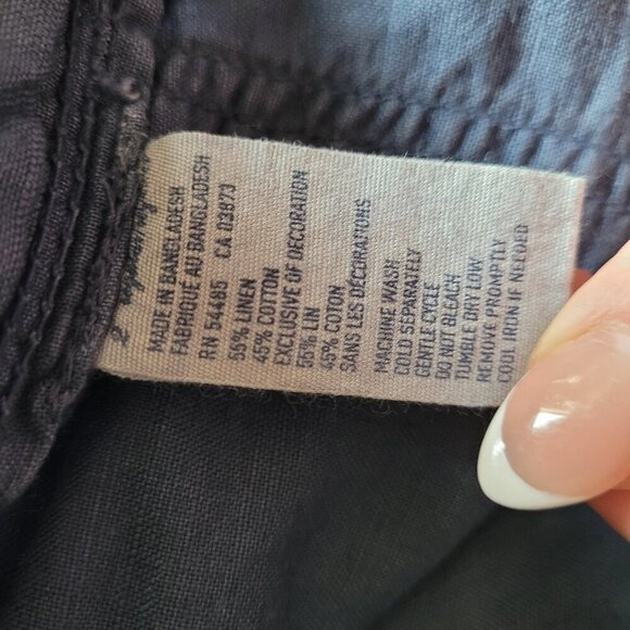 Vtg American Eagle Blue Linen Blend Pants Sz 2 Mid Rise Straight Flap Pocket Y2k - Picture 4 of 10